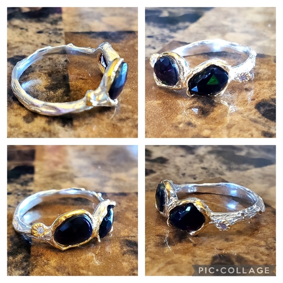 Genuine Ethiopian Black Fire Opal Ring Size 7 - Picture 8 of 9